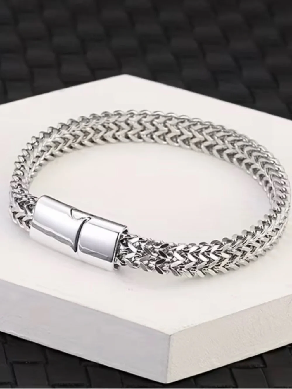 Silver  style Double-Woven Link Bracelet